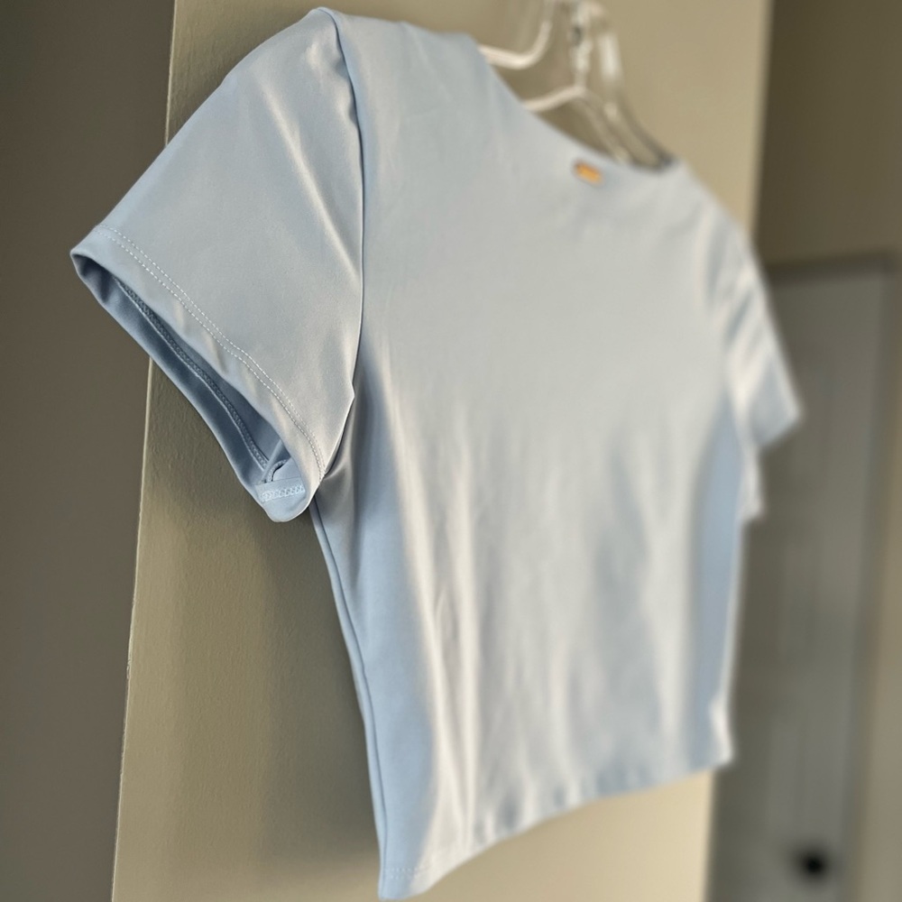 L*Space Blue Ruched Crop Top - Picture 11 of 13